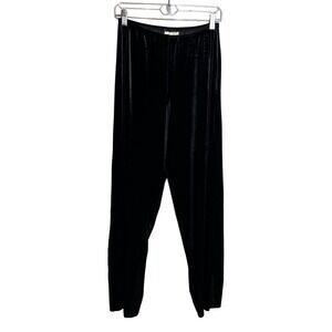 Kathie Lee Wide Leg Velvet Pants Size M‎ Black Pull On Classic Comfort Holiday